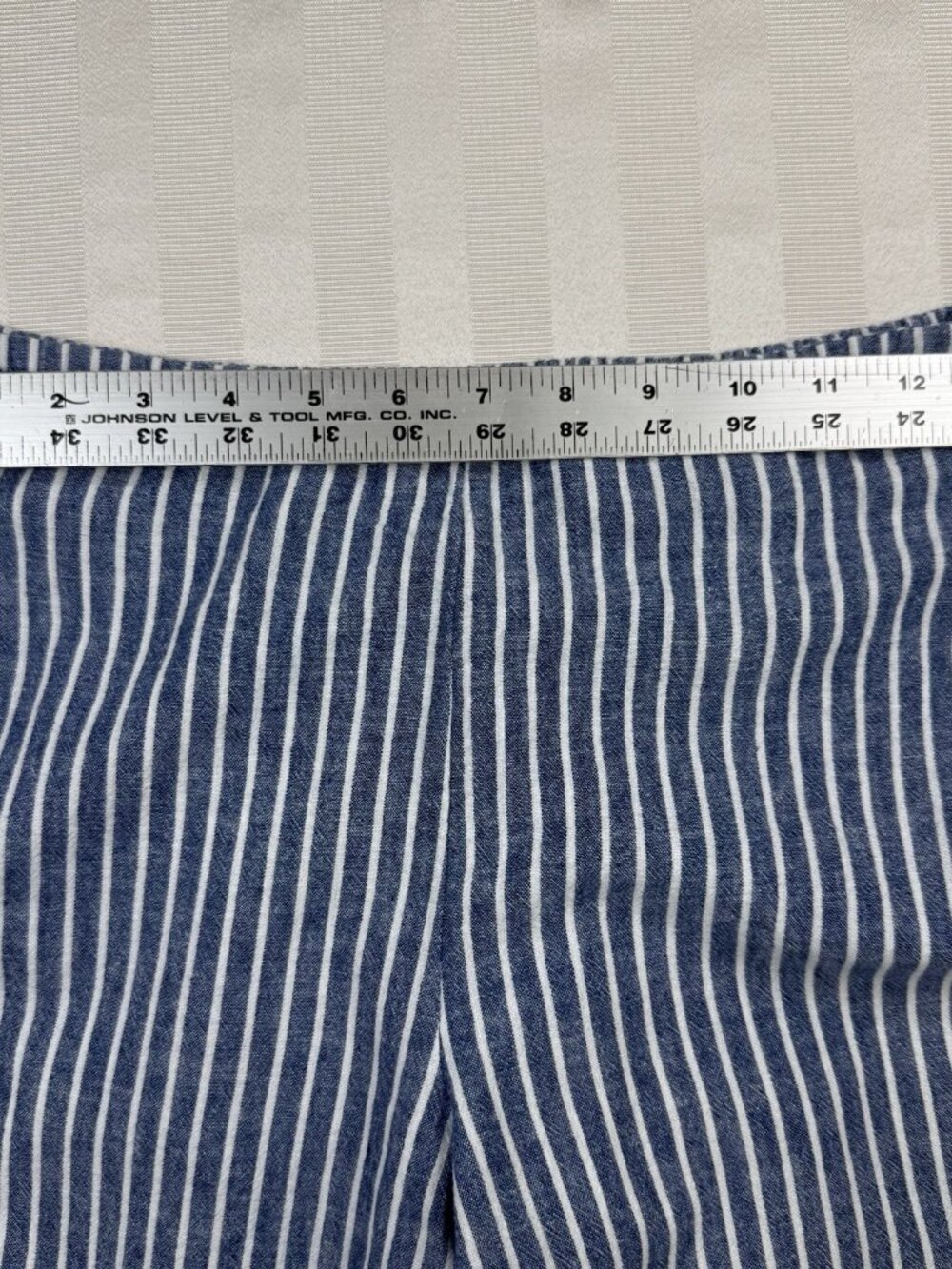 Beach Lunch Lounge Pants Sz Extra Small Linen Blend Striped Blue White Tie Waist - Picture 7 of 14